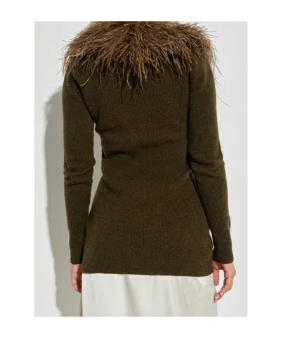 Blumarine Feather-embellished Wool Cardigan
