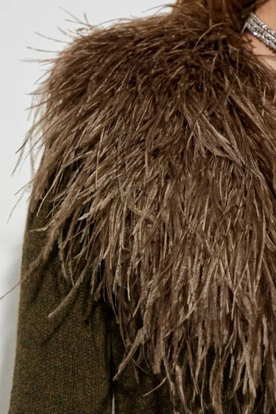 Blumarine Feather-embellished Wool Cardigan