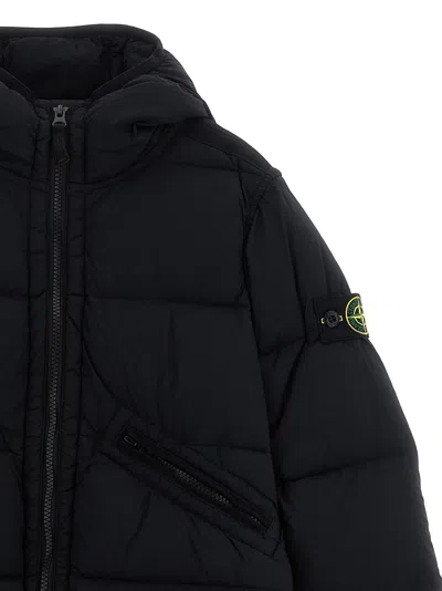 Stone Island Hooded Cotton Jacket In Black