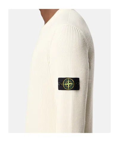 Stone Island Crewneck Sweatshirt Contrasting Stitching In Neutral