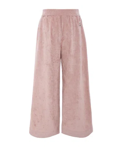 Moncler Elastic-waist Velour Trousers In Pink