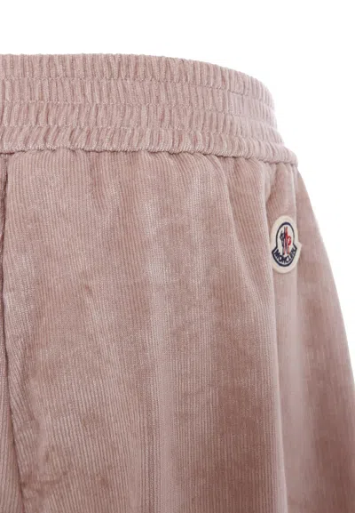 Moncler Elastic-waist Velour Trousers In Pink
