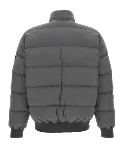 Stone Island Grey Down-tc Stretch Nylon Down Jacket In Gray