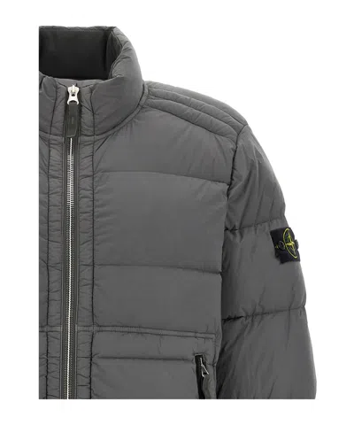 Stone Island Grey Down-tc Stretch Nylon Down Jacket In Gray
