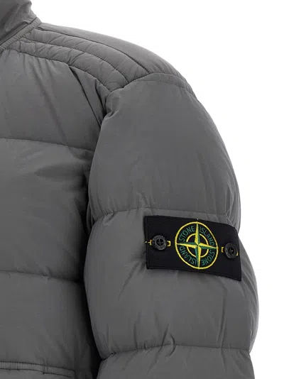 Stone Island Grey Down-tc Stretch Nylon Down Jacket In Gray
