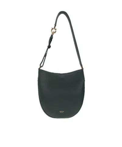Ferragamo Medium Hobo North-south Leather Shoulder Bag In Green