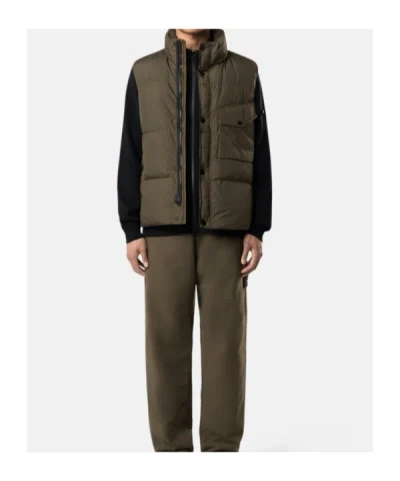 Stone Island Nylon Down Vest In Green