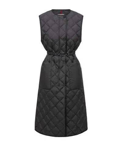 Moncler Butor Diamond-quilted Long Down Gilet In Black