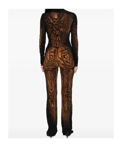 Jean Paul Gaultier Women Mesh Long Slevees The Wood Print Top In Multi