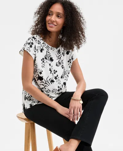 Style & Co Petite Printed Relaxed T-shirt, Exclusively At Macy's
