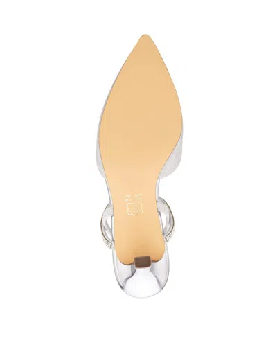 Nina Billie Womens Glitter Pointed Toe Slingback Heels In Silver