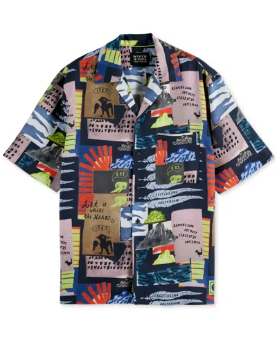 Scotch & Soda Men's Relaxed-fit Allover Patterned Shirt