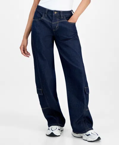Celebrity Pink Juniors' Mid-rise Baggy Cargo Jeans In Blue