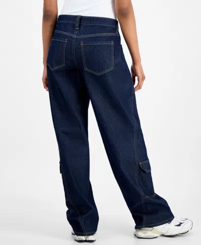 Celebrity Pink Juniors' Mid-rise Baggy Cargo Jeans In Blue