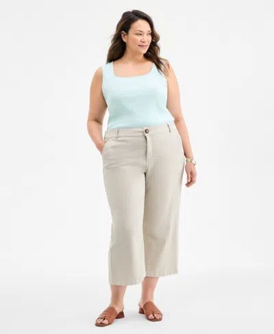 Style & Co Plus Size Wide-leg Cropped Pants, Exclusively At Macy's