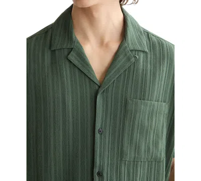 Scotch & Soda Men's Relaxed Fit Short Sleeve Tonal Striped Button-front Pocket Shirt In Green