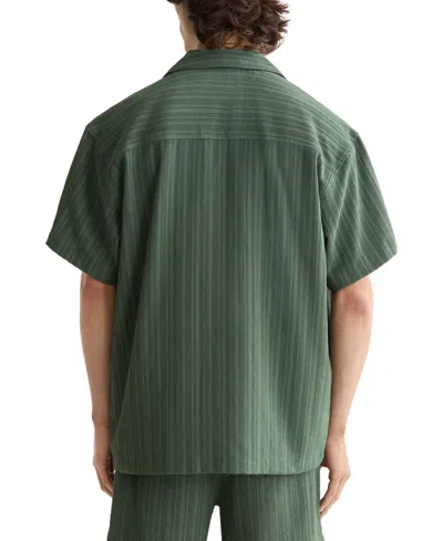 Scotch & Soda Men's Relaxed Fit Short Sleeve Tonal Striped Button-front Pocket Shirt In Green