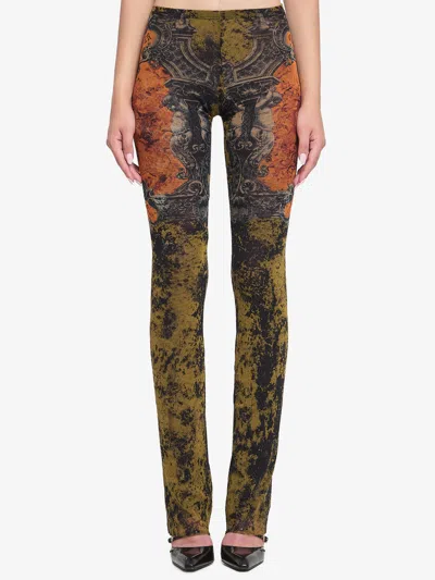Jean Paul Gaultier Straight Flared Graphic Print Stretch Trousers