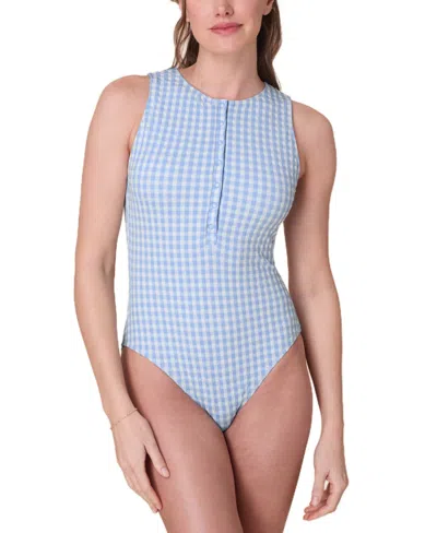 Andie Women's Malibu Snap Front One Piece Swimsuit In Blue