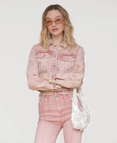Avec Les Filles Women's Trucker Jacket In Pink