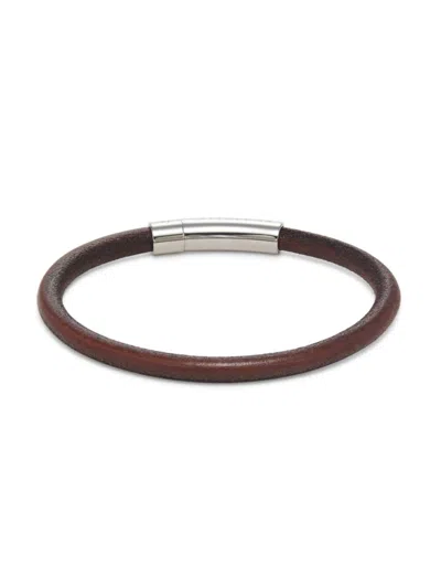 Tateossian Men's Single Wrap Stainless Steel & Leather Bracelet