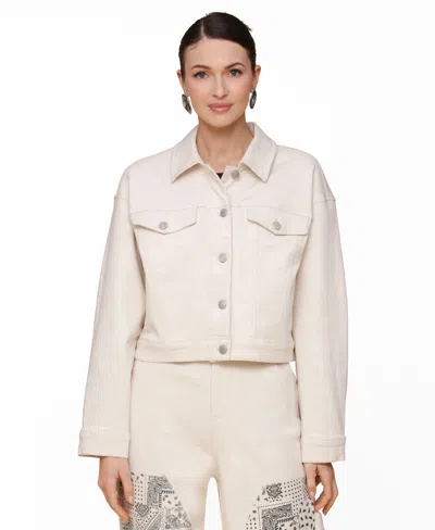 Avec Les Filles Women's Heart Inset Trucker Jacket In Neutral