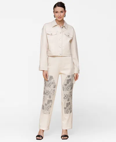 Avec Les Filles Women's Heart Inset Trucker Jacket In Neutral