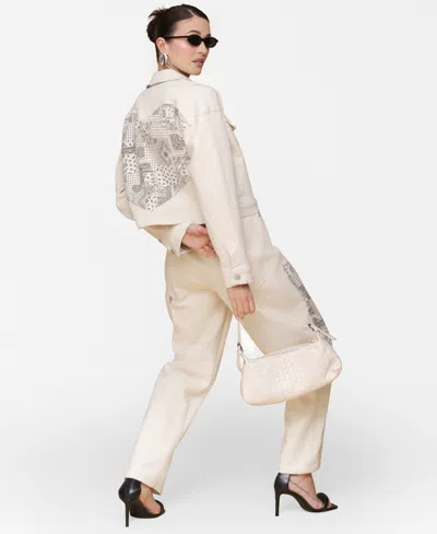 Avec Les Filles Women's Heart Inset Trucker Jacket In Neutral