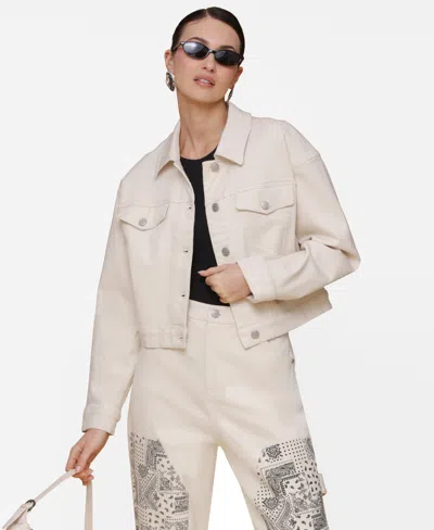 Avec Les Filles Women's Heart Inset Trucker Jacket In Neutral