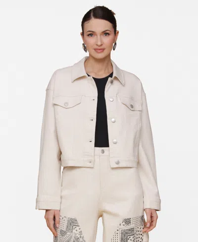 Avec Les Filles Women's Heart Inset Trucker Jacket In Neutral