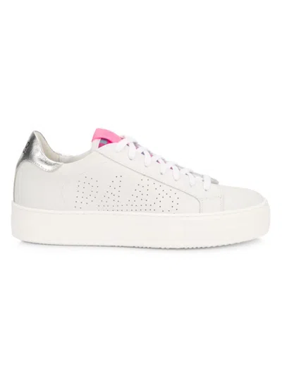P448 Women's Thea Metallic Heel Tab Perforated Leather Platform Sneakers