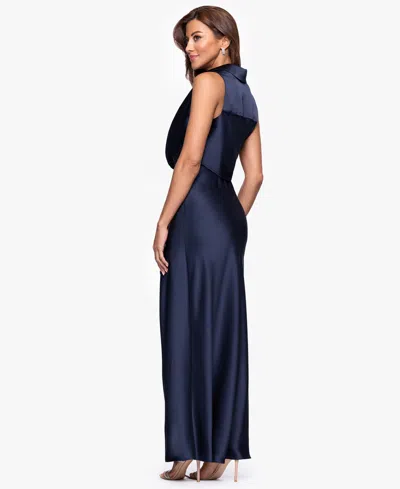 Xscape Women's Collared Sleeveless Long Sheath Dress