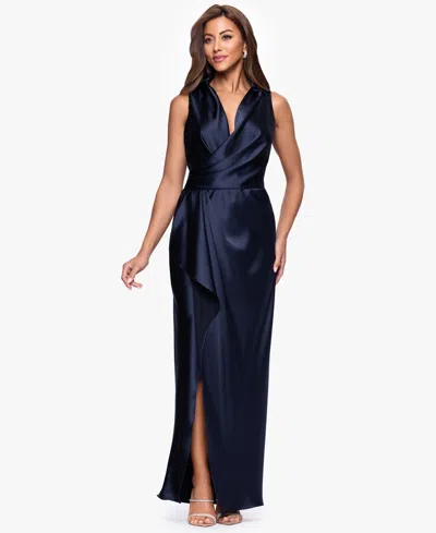 Xscape Women's Collared Sleeveless Long Sheath Dress