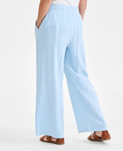 Style & Co Petite Gauze Wide-leg Pull-on Pants, Created For Macy's