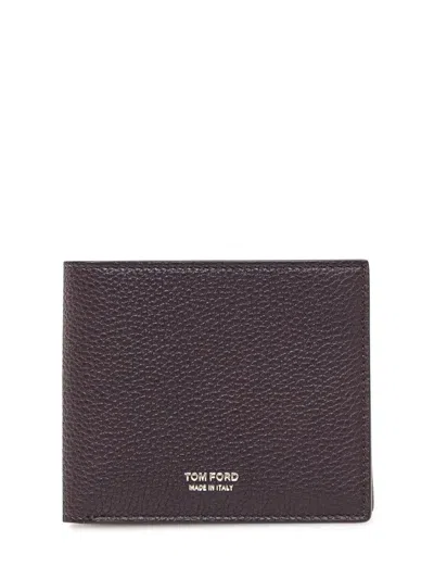 Tom Ford Leather Wallet In Burgundy