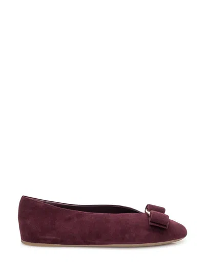 Ferragamo Vara Bow Ballerinas In Purple