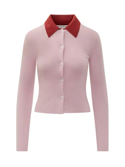 Self-portrait Self Portrait Women Wool Cardigan With Contrasting Collar In Pink