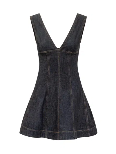 Self-portrait Navy Blue Dress With Bustier Neckline And Zip Detail