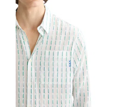 Scotch & Soda Men's Long Sleeve Voile Dash Print Button-front Shirt