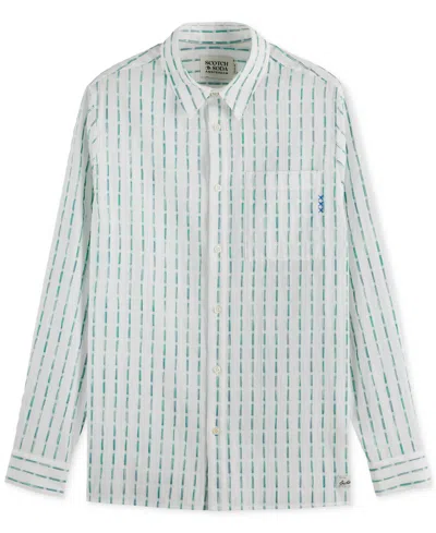 Scotch & Soda Men's Long Sleeve Voile Dash Print Button-front Shirt