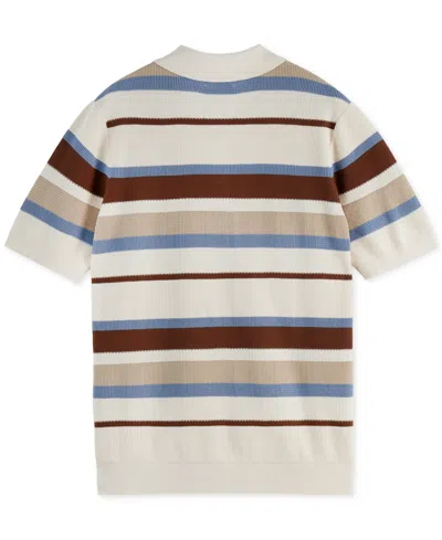 Scotch & Soda Regular Fit Striped Knit Polo In Multi