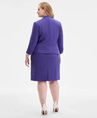 Kasper Plus Size Collarless 3 4 Sleeve Blazer Crewneck Sleeveless Sheath Dress