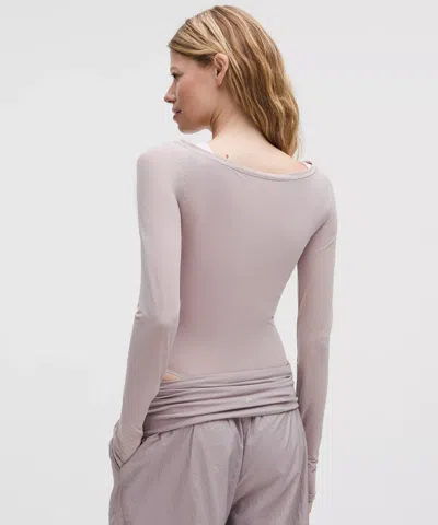 Lululemon Wundermost Ultra-soft Nulu Mesh Boatneck Long-sleeve Bodysuit