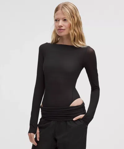 Lululemon Wundermost Ultra-soft Nulu Mesh Boatneck Long-sleeve Bodysuit