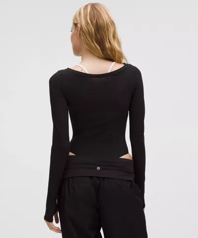 Lululemon Wundermost Ultra-soft Nulu Mesh Boatneck Long-sleeve Bodysuit