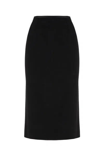 Dolce & Gabbana Black Stretch Wool Blend Skirt In Black