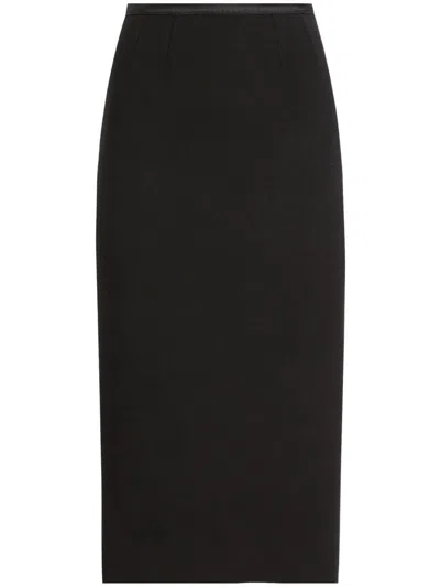 Dolce & Gabbana Black Stretch Wool Blend Skirt In Black