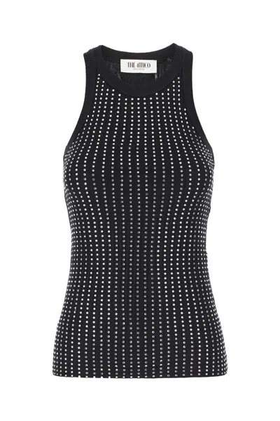 Attico Black Hotfix Crystal Tank Top In Black