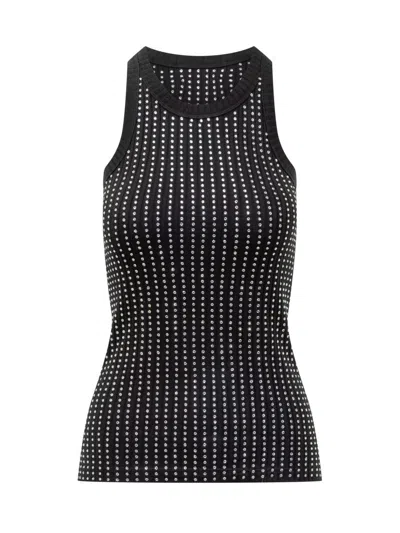 Attico Black Hotfix Crystal Tank Top In Black