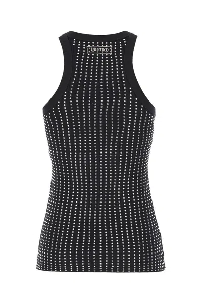 Attico Black Hotfix Crystal Tank Top In Black